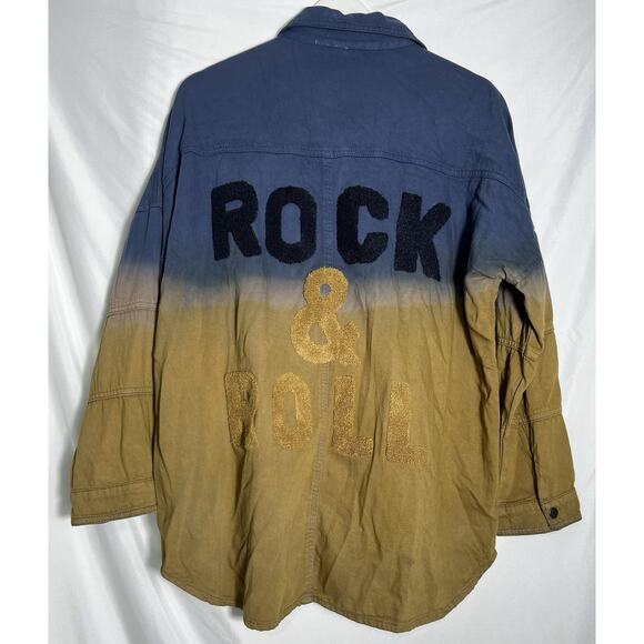 Elan Women’s Large Devan Distressed Frayed Fringed Rock & Roll Spellout Jacket - Picture 1 of 7